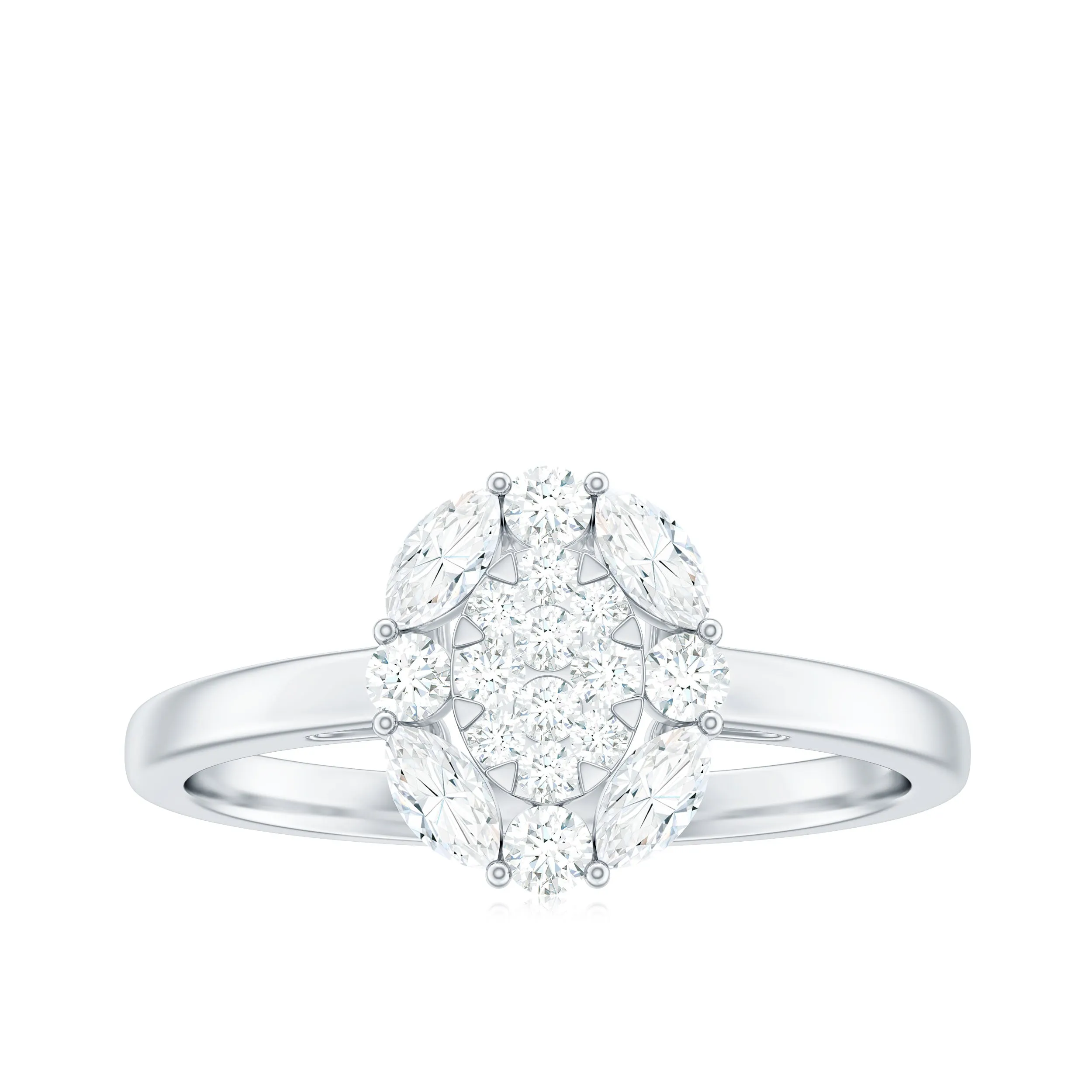 0.75 CT Certified Moissanite Cocktail Engagement Ring in Gold