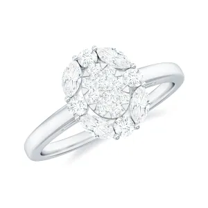 0.75 CT Certified Moissanite Cocktail Engagement Ring in Gold