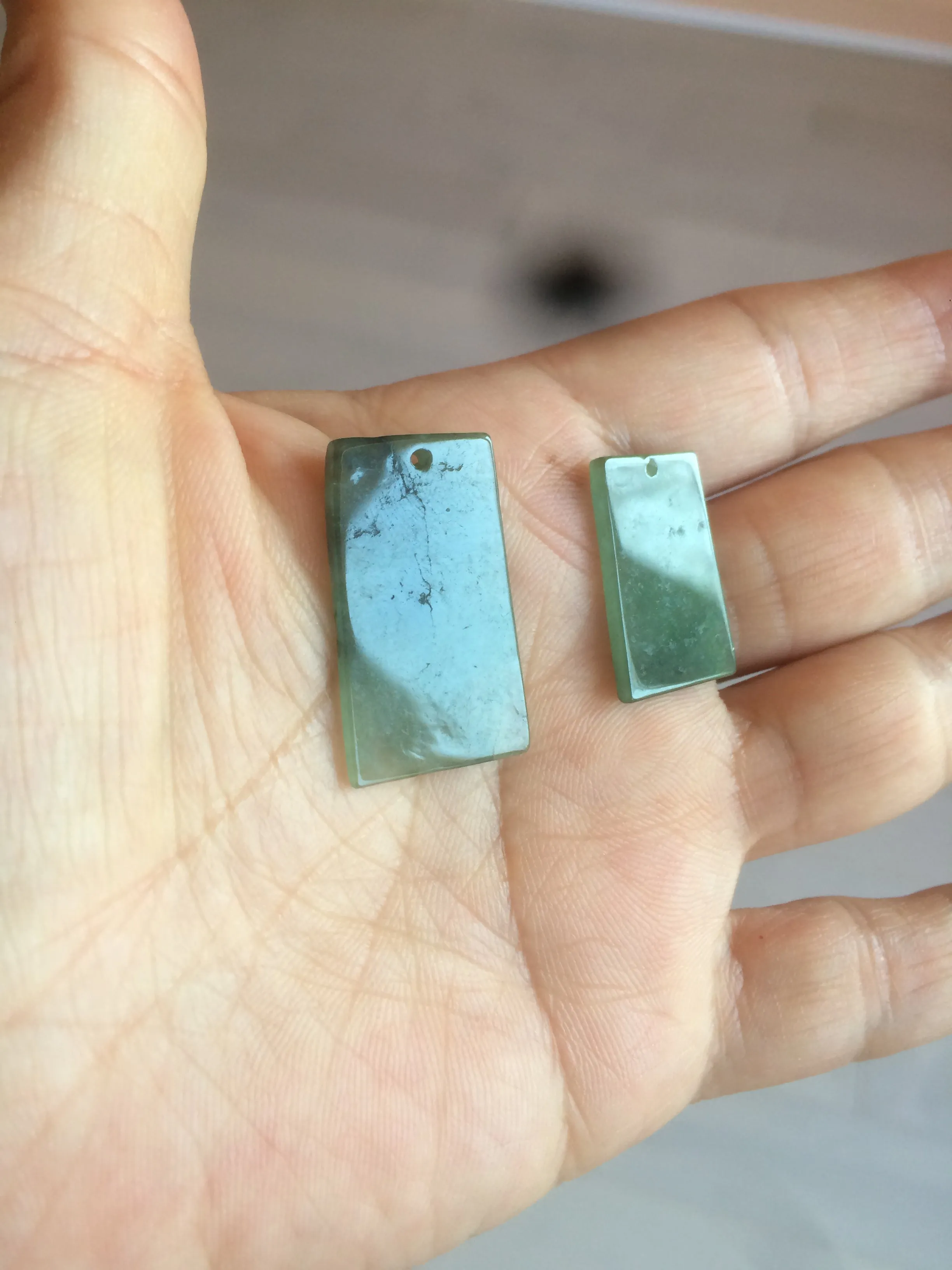 100% natural icy watery dark green jadeite jade safe and sound couple pendant pair AF26