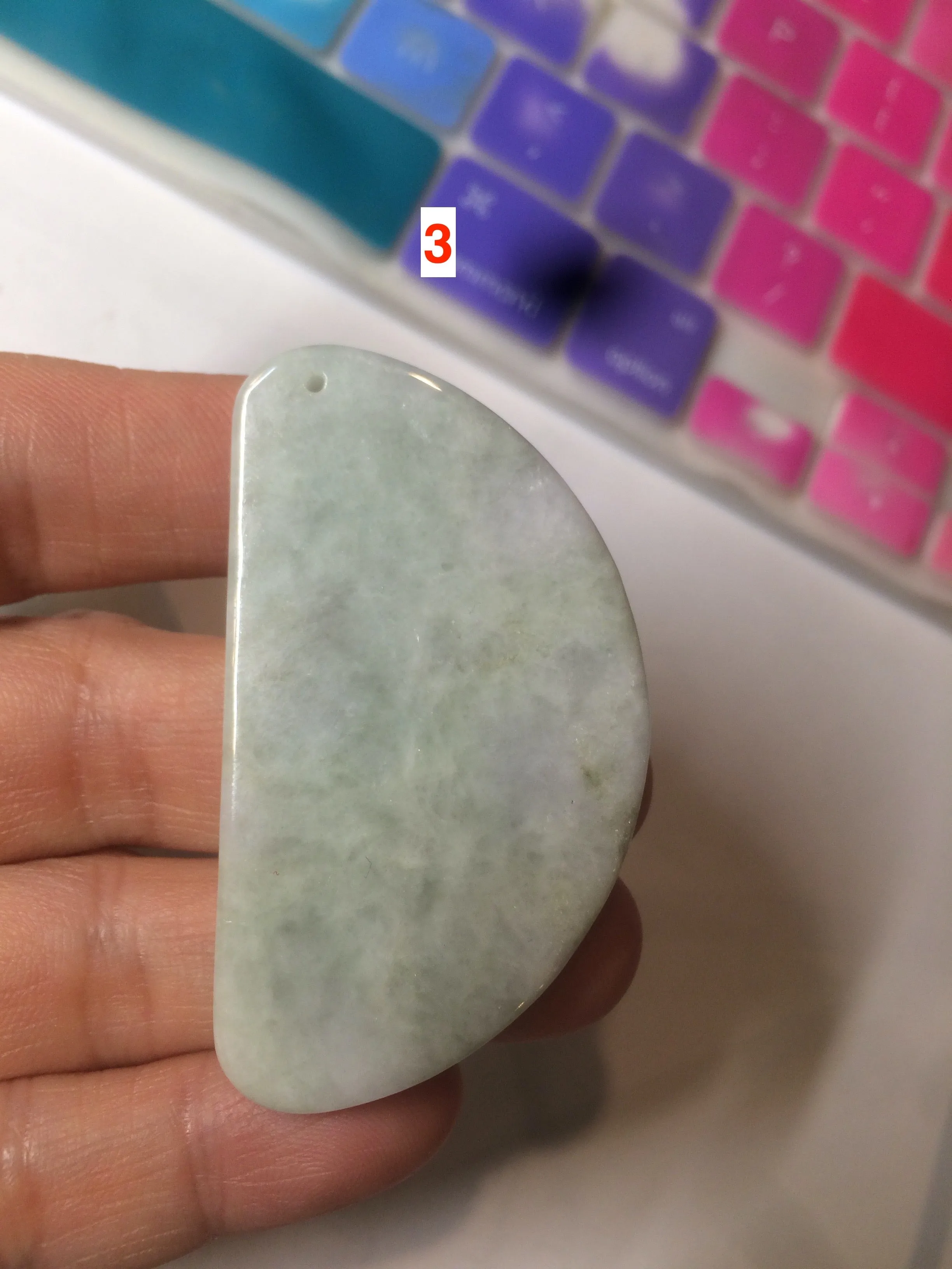 100% Natural icy watery light green/white Jadeite gua sha (刮痧) Jadeite jade AF18 (Add on item! not sale individually)