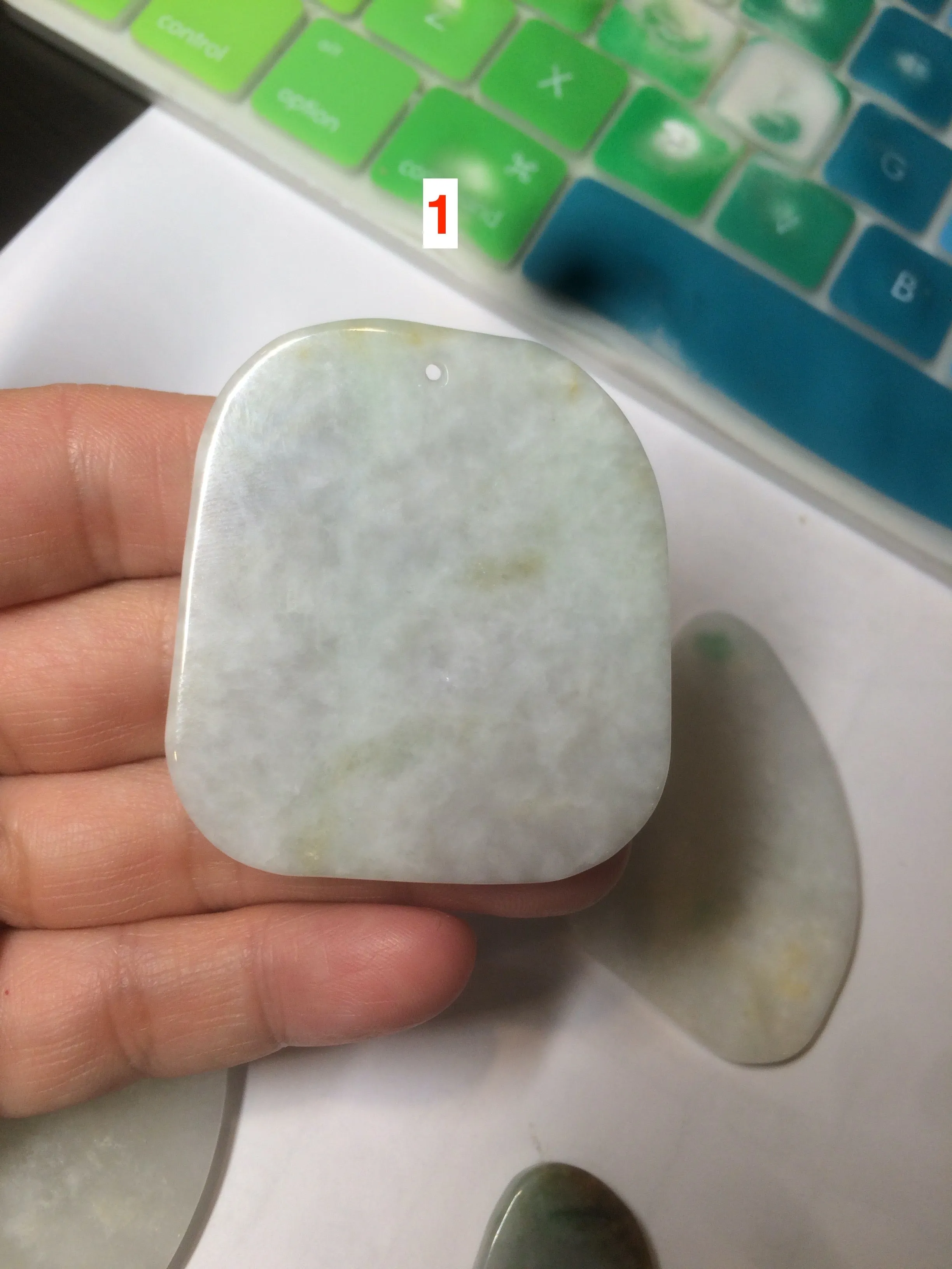 100% Natural icy watery light green/white Jadeite gua sha (刮痧) Jadeite jade AF18 (Add on item! not sale individually)