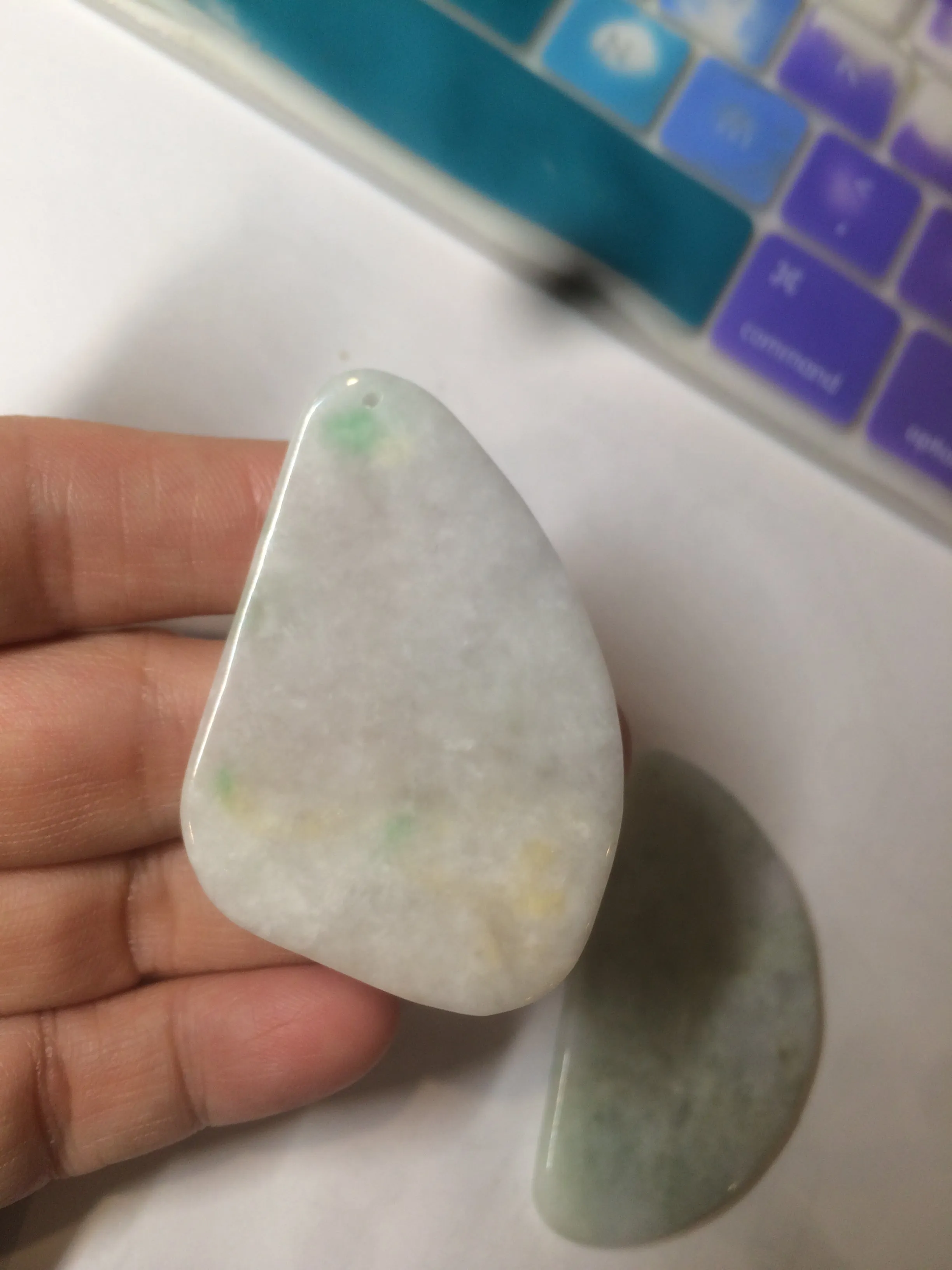 100% Natural icy watery light green/white Jadeite gua sha (刮痧) Jadeite jade AF18 (Add on item! not sale individually)