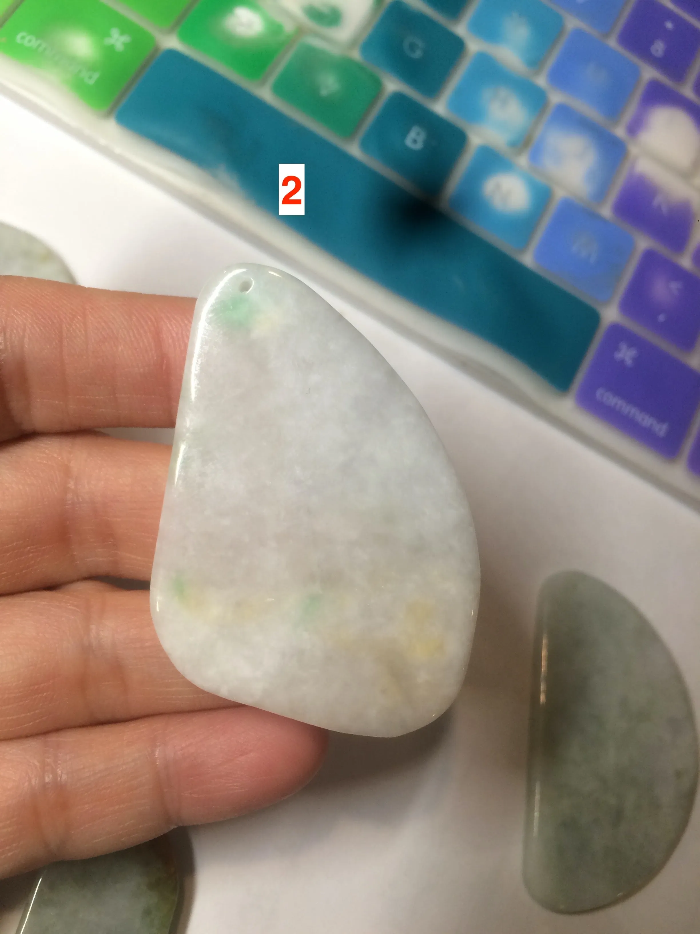 100% Natural icy watery light green/white Jadeite gua sha (刮痧) Jadeite jade AF18 (Add on item! not sale individually)