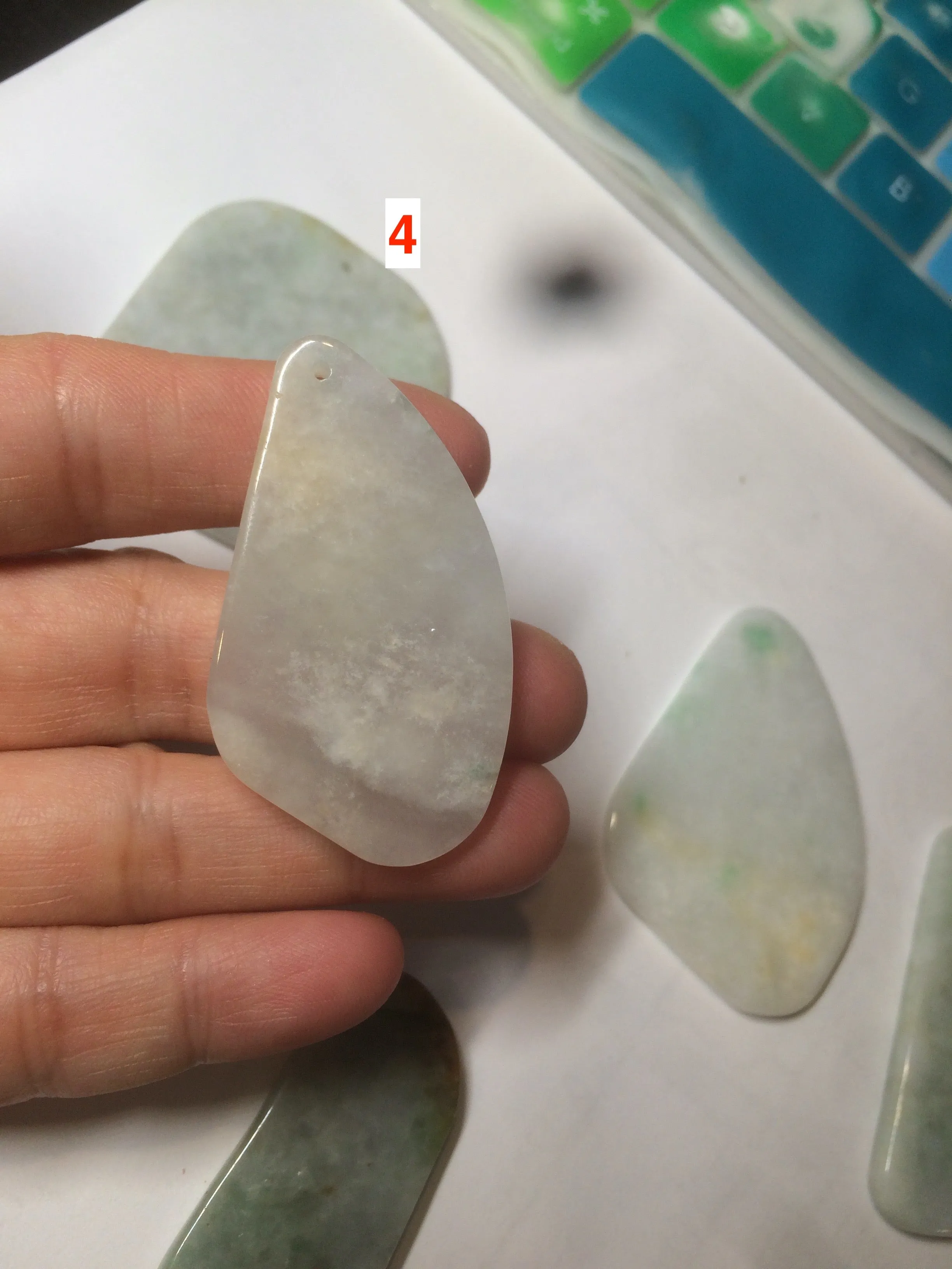 100% Natural icy watery light green/white Jadeite gua sha (刮痧) Jadeite jade AF18 (Add on item! not sale individually)