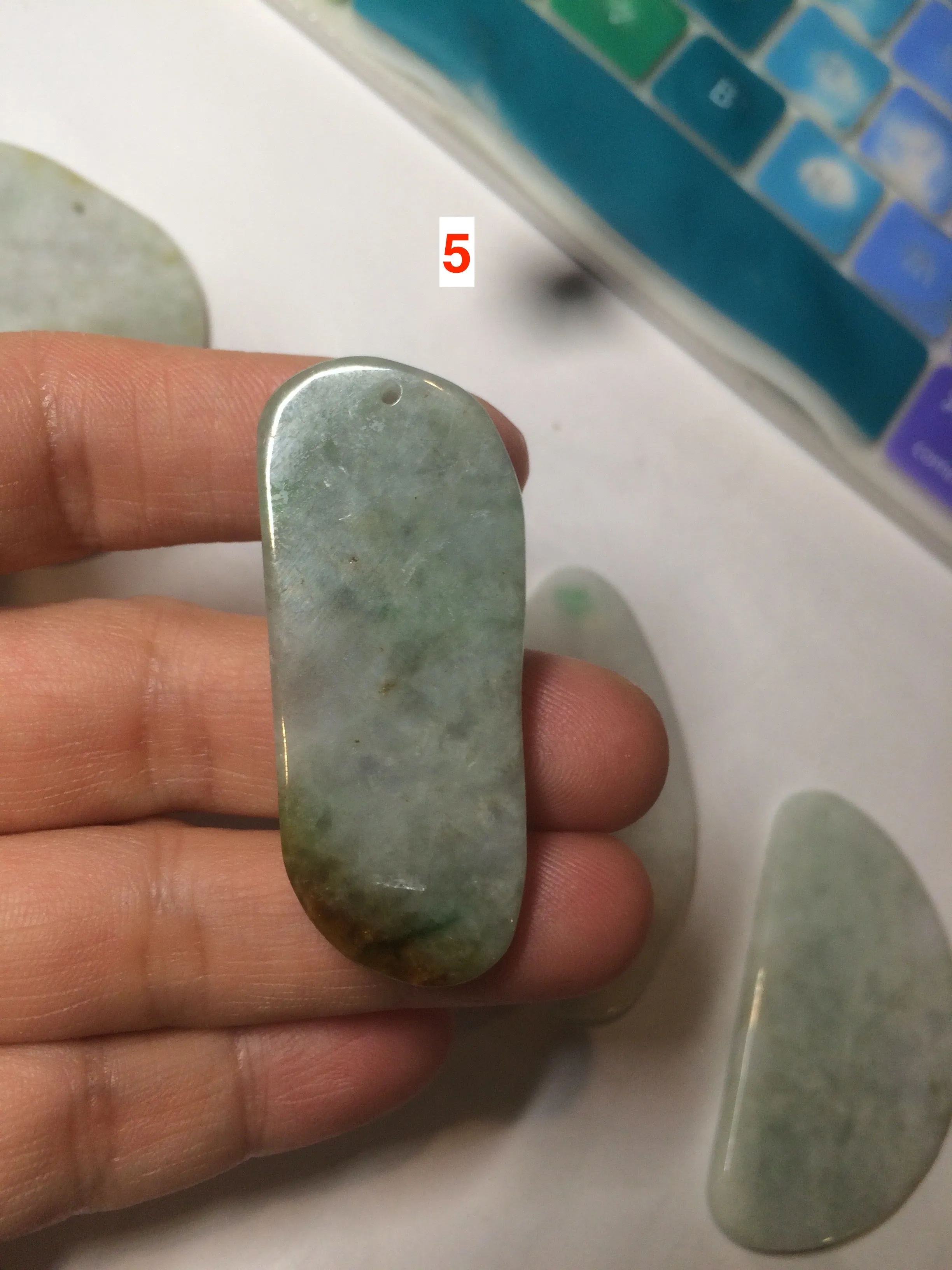 100% Natural icy watery light green/white Jadeite gua sha (刮痧) Jadeite jade AF18 (Add on item! not sale individually)