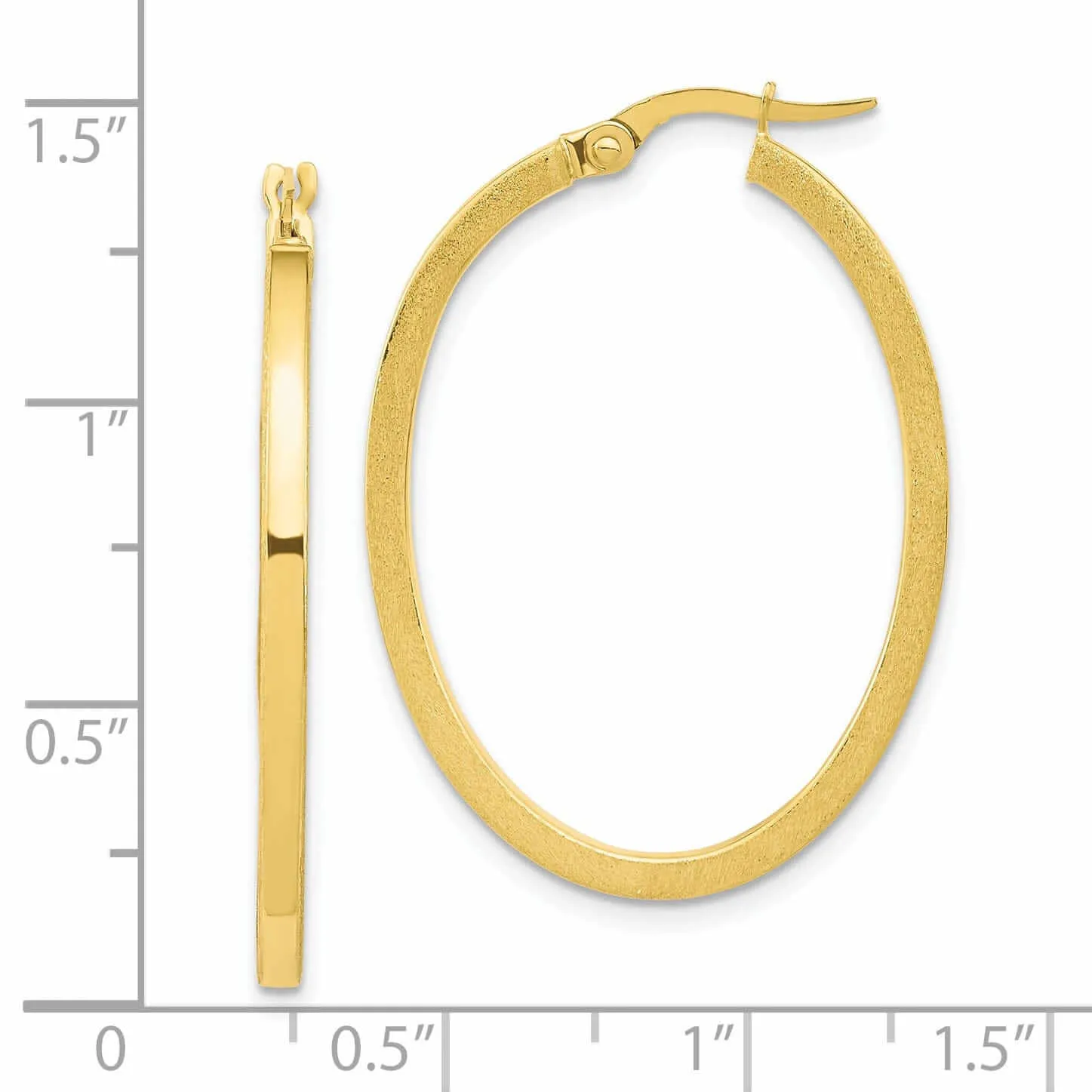 10k Yellow Gold Oval Hoop Earrings