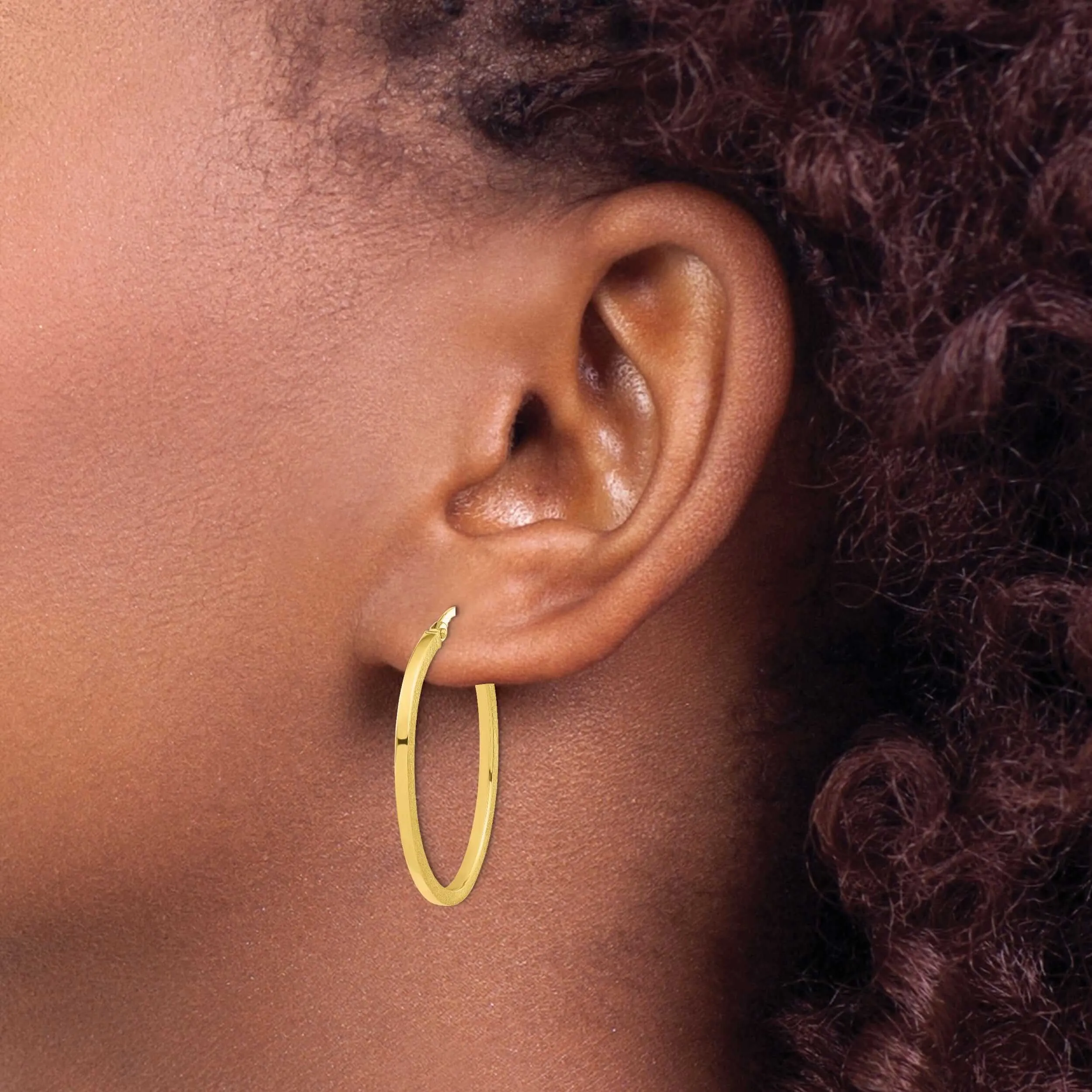 10k Yellow Gold Oval Hoop Earrings