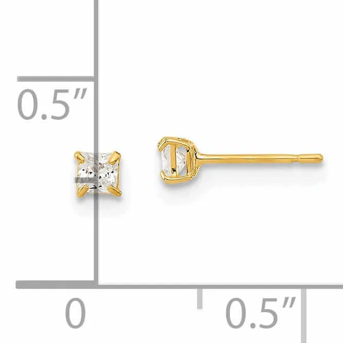 14k 2.5mm Square Basket Set Stud Earrings