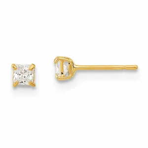 14k 2.5mm Square Basket Set Stud Earrings