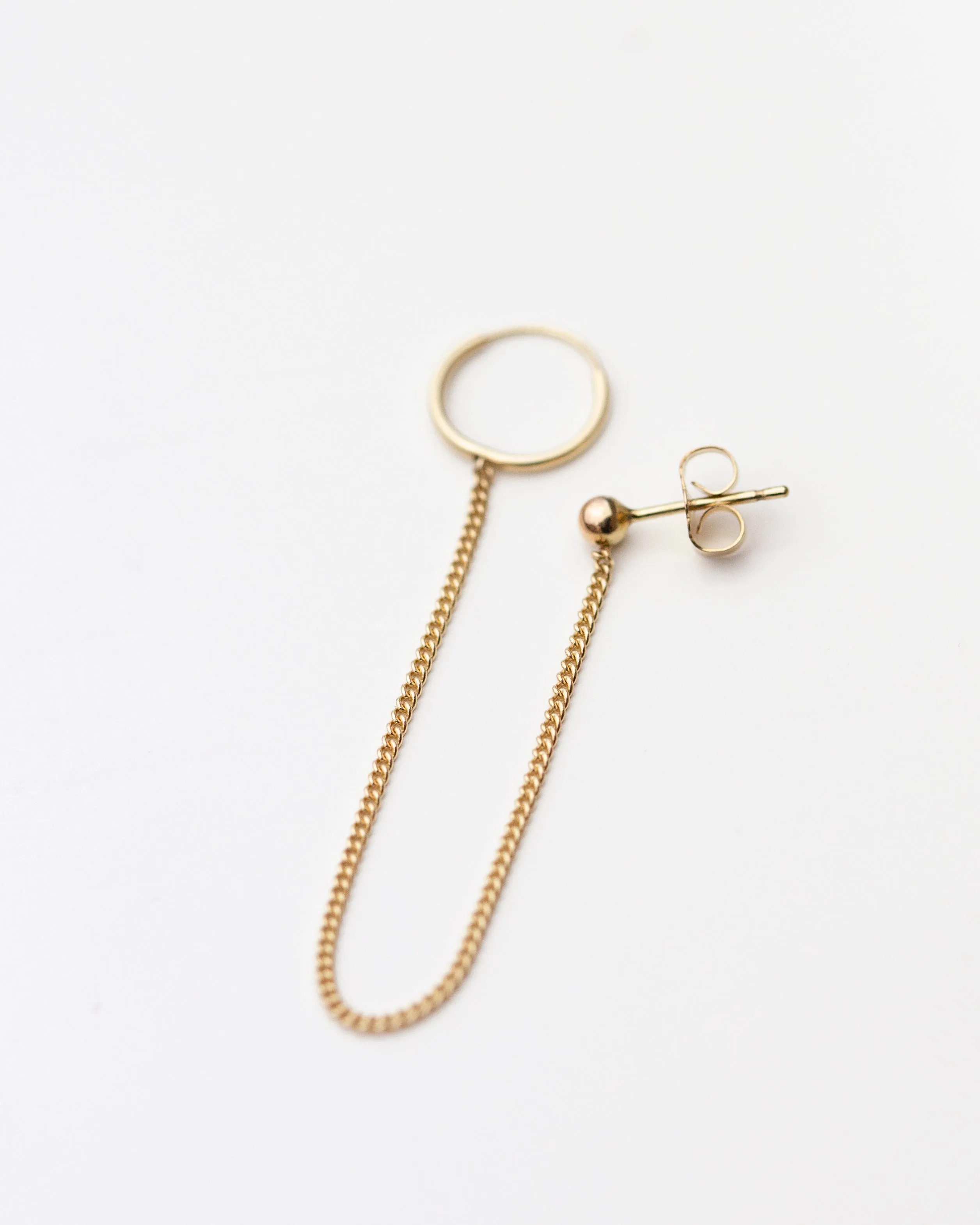 14k Gold Hoop Chained Earring