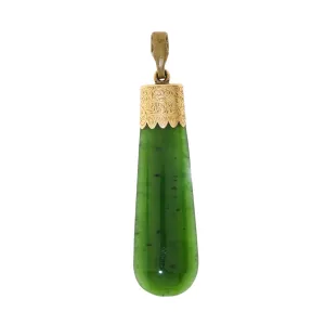 14k Gold x Elongated Jade Pounamu Pendan