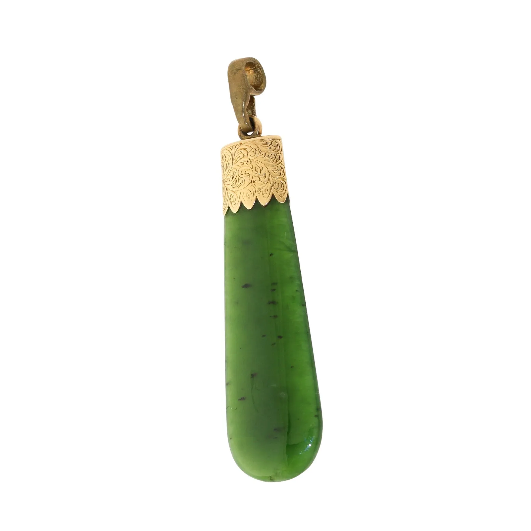 14k Gold x Elongated Jade Pounamu Pendan