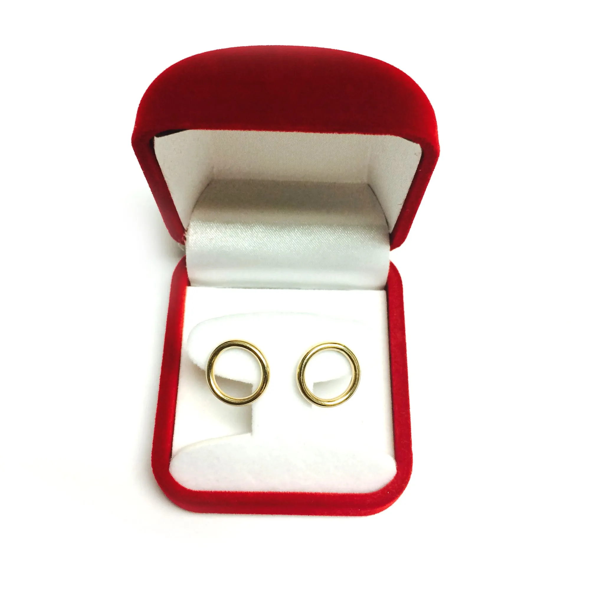 14K Gold Yellow Open Circle O Style Stud Earrings