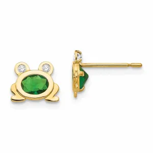 14k Madi K CZ Childrens Frog Post Earrings