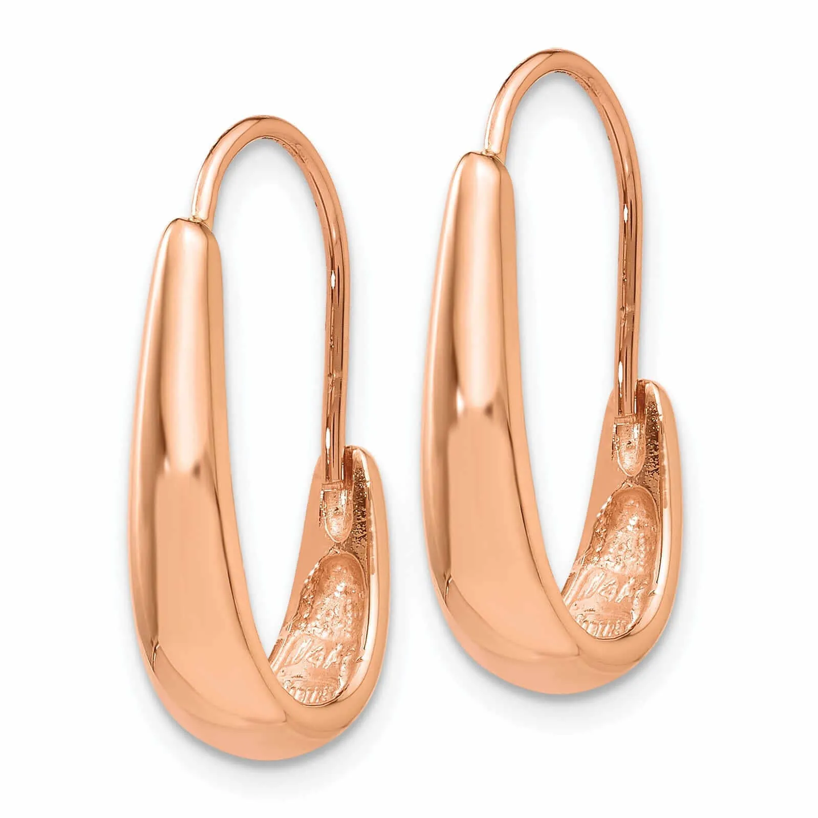 14k Rose Gold Polished Tapered J-Hoop Wire Earring