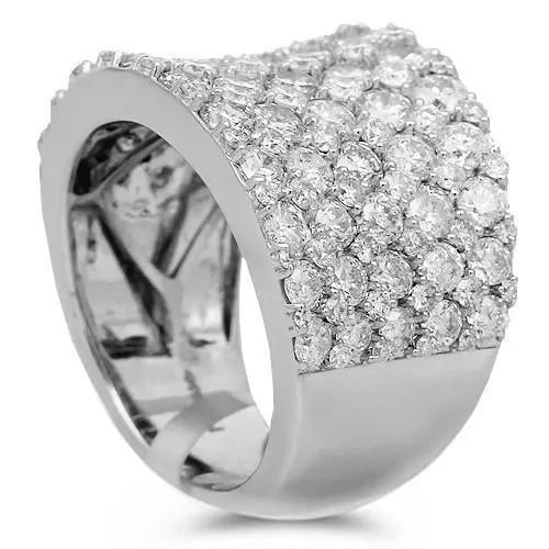 14K Solid White Gold Womens Diamond Cocktail Ring 4.60 Ctw