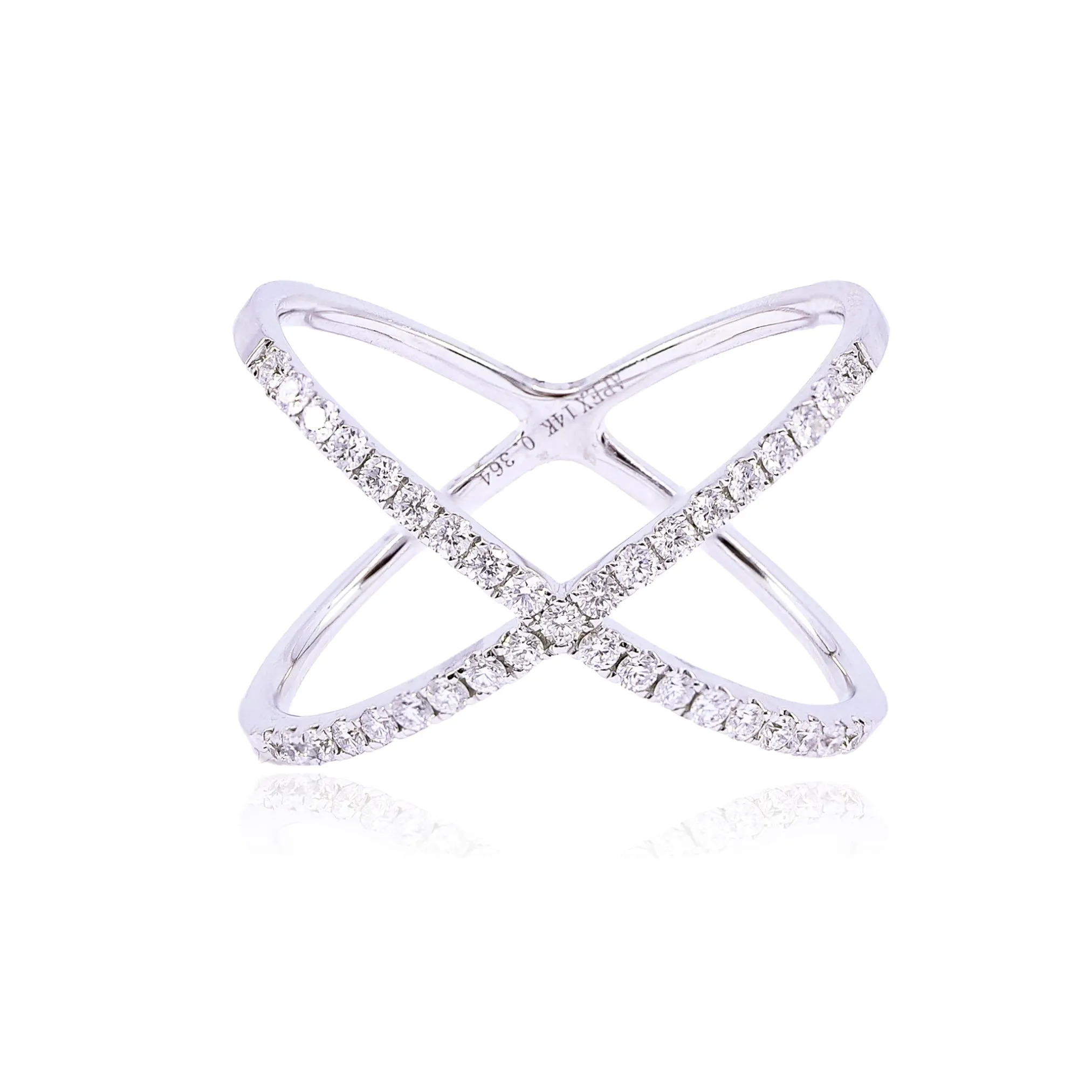 14K WHITE GOLD DIAMOND CRISS CROSS RING - 0.36CTW