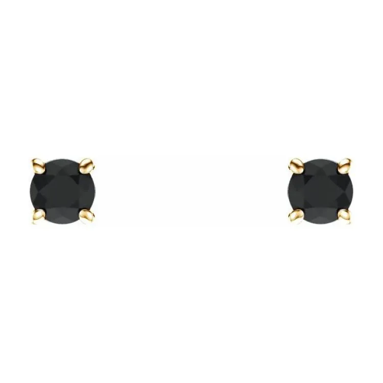 14K Yellow 2.5 mm Natural Black Onyx Stud Earrings