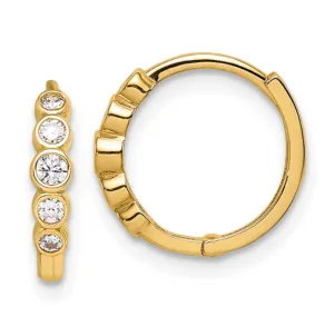 14k Yellow Gold Graduating CZ Huggie Hoop Earrings (I9109)