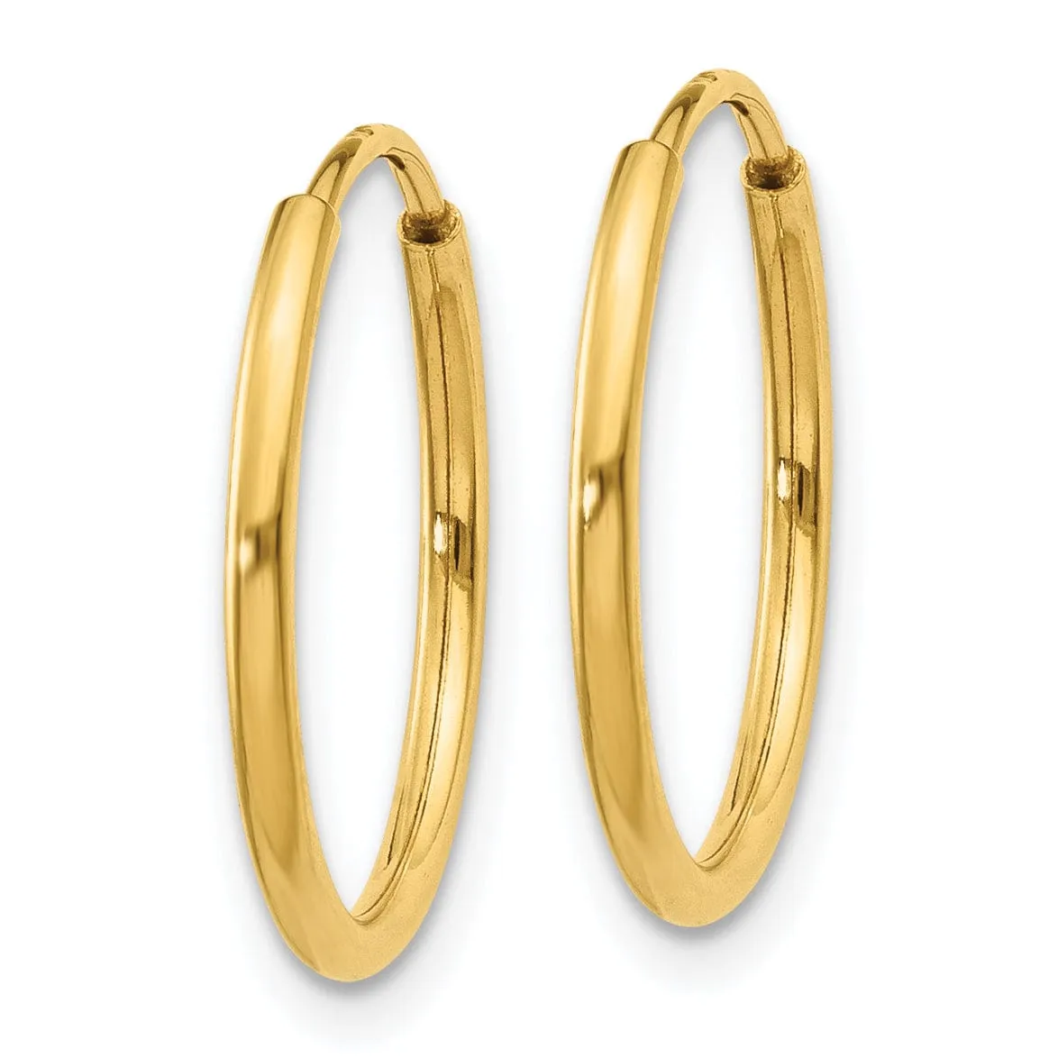 14k Yellow Gold Polished Endless Hoops 1.25mm x 16mm