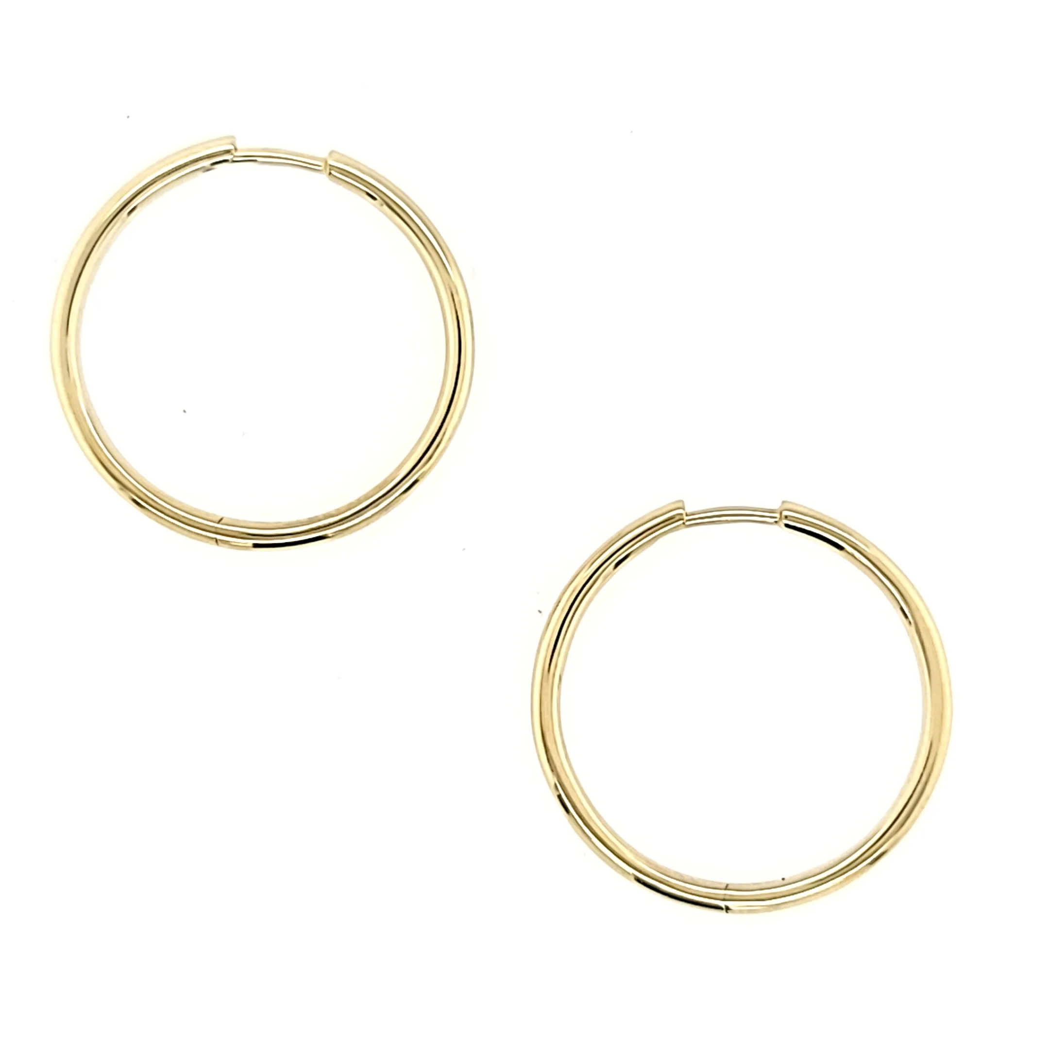 14k Yellow Gold Tubular Hinged Hoop Earrings (I8001)