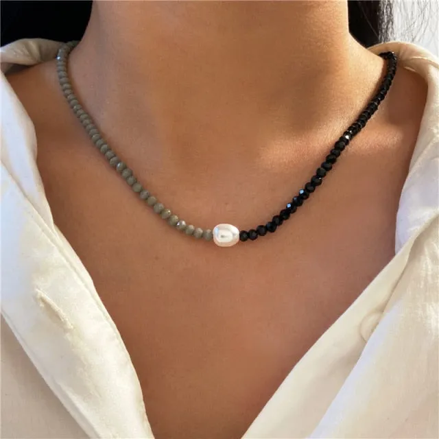 17KM Bohemian Colorful Bead Shell Necklace for Women Summer Short Beaded Collar Clavicle Choker Necklace Female Jewelry