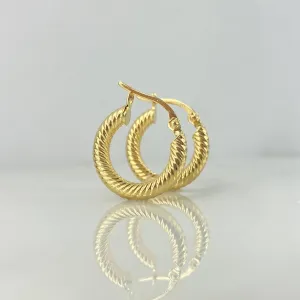 18K Yellow Gold Zion Fixed Spring Hoop Earrings 1.7gr / 0.67in