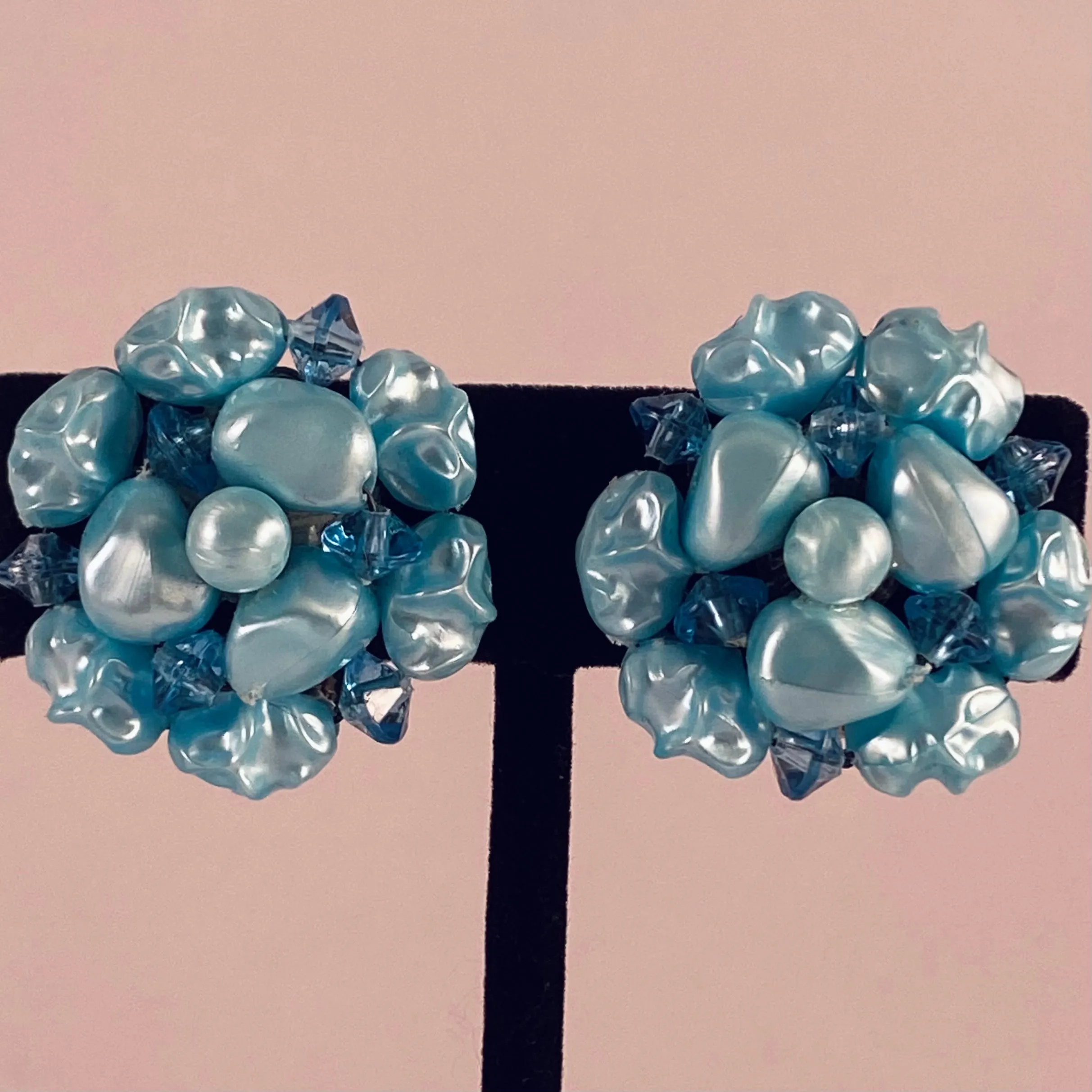 1960s Aqua Bead Earrings