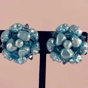 1960s Aqua Bead Earrings