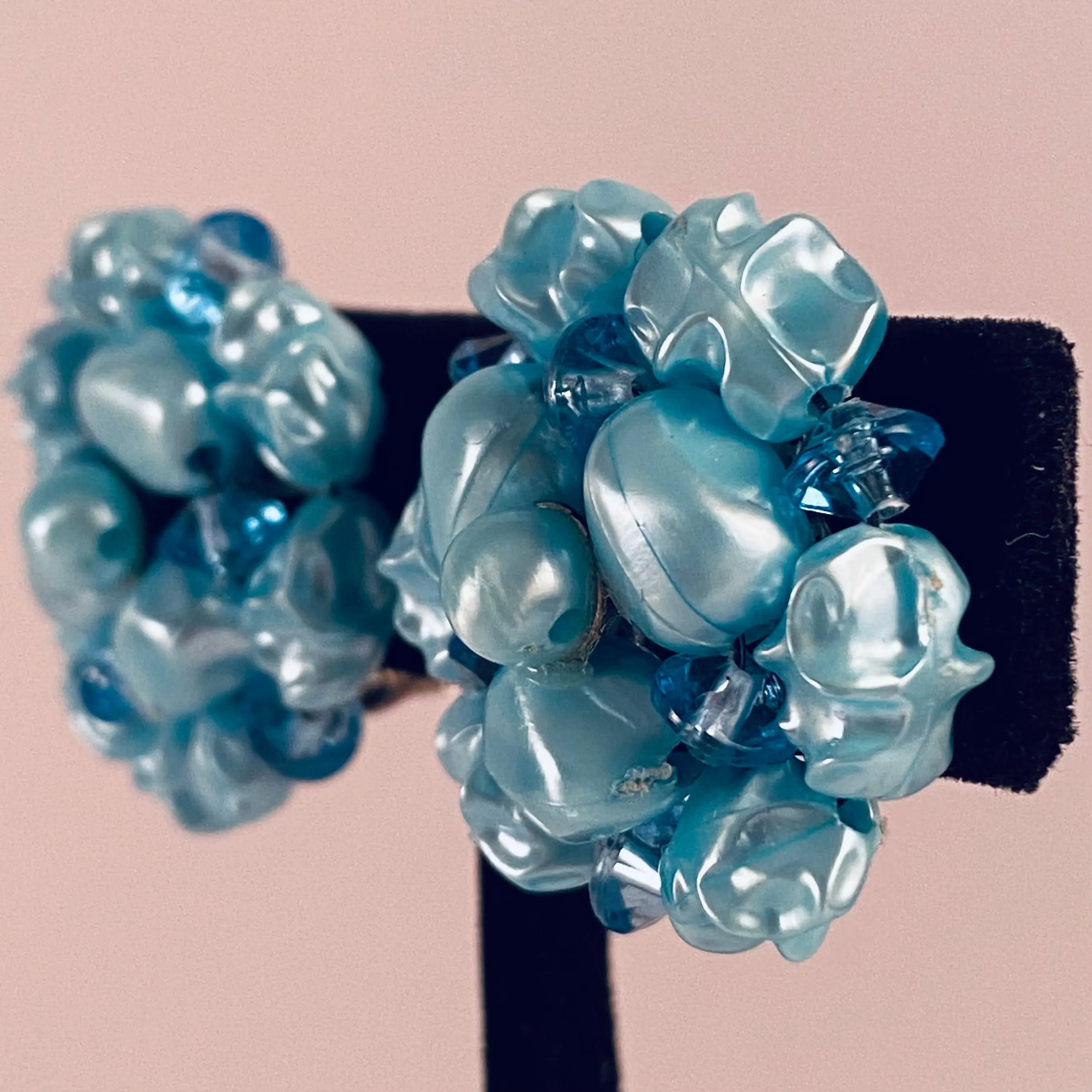 1960s Aqua Bead Earrings