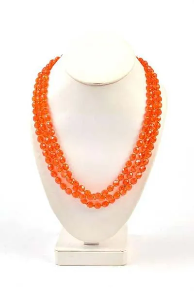 1960s Hattie Carnegie Tangerine Glass Bead Necklace and Earrings