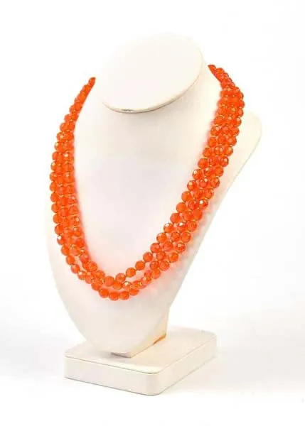 1960s Hattie Carnegie Tangerine Glass Bead Necklace and Earrings