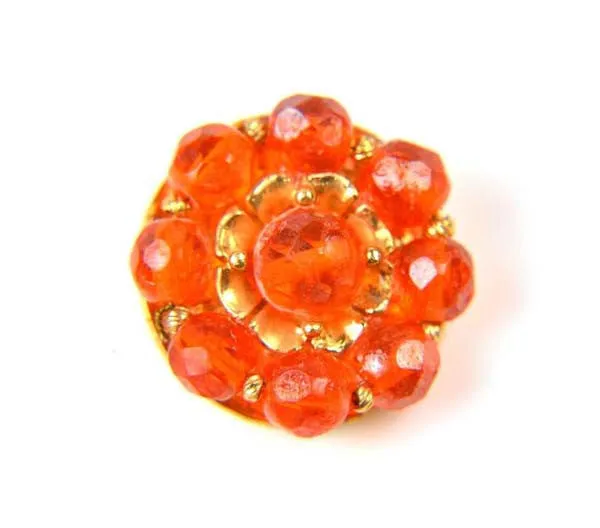 1960s Hattie Carnegie Tangerine Glass Bead Necklace and Earrings