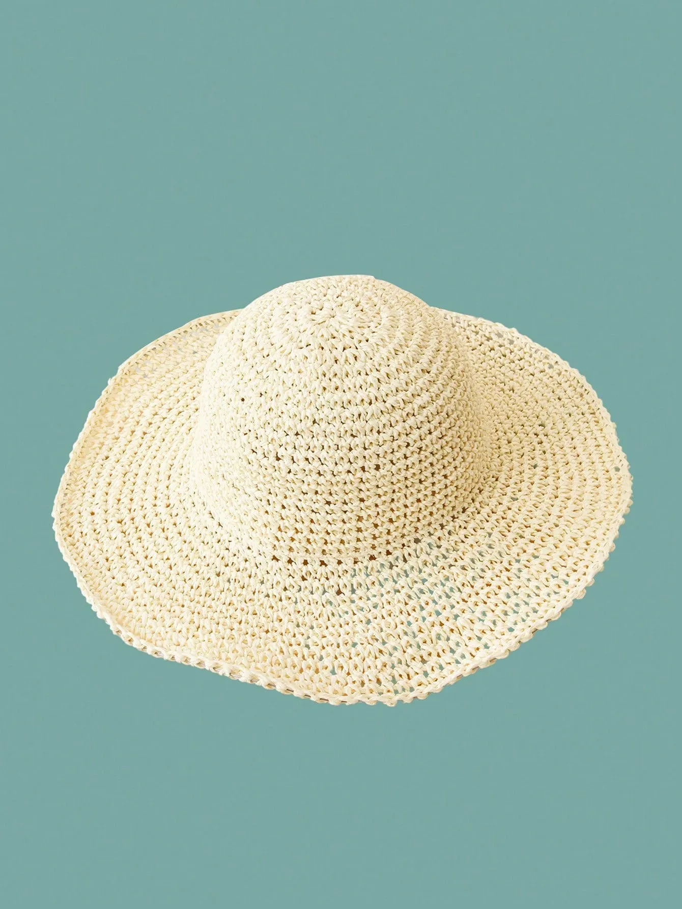 1pc Plain Crochet Sun Hat With Adjustable Strap, Ideal For Spring/Autumn Travel, Beach Vacation, Sun Protection, Y2K Style, Youthful