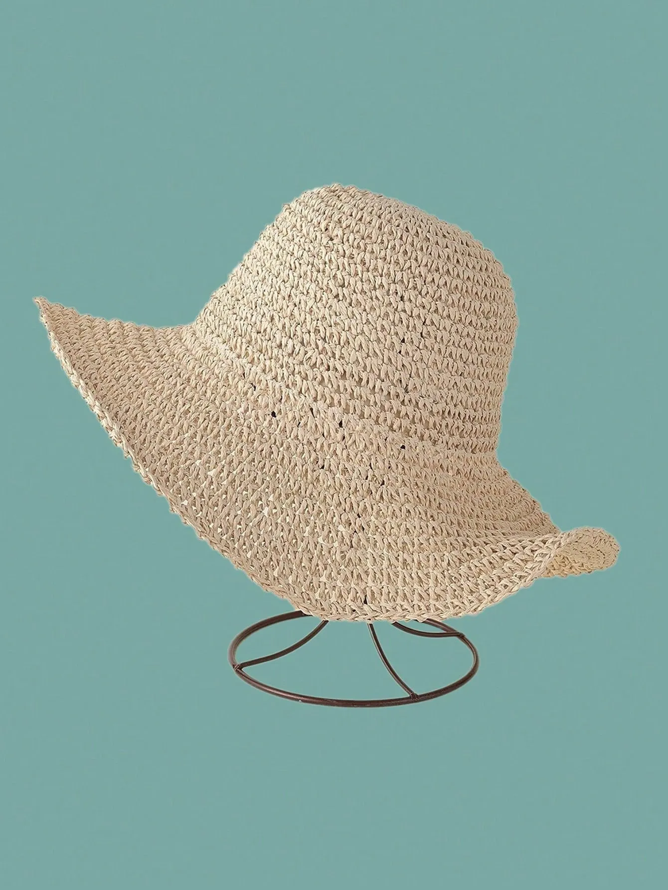 1pc Plain Crochet Sun Hat With Adjustable Strap, Ideal For Spring/Autumn Travel, Beach Vacation, Sun Protection, Y2K Style, Youthful