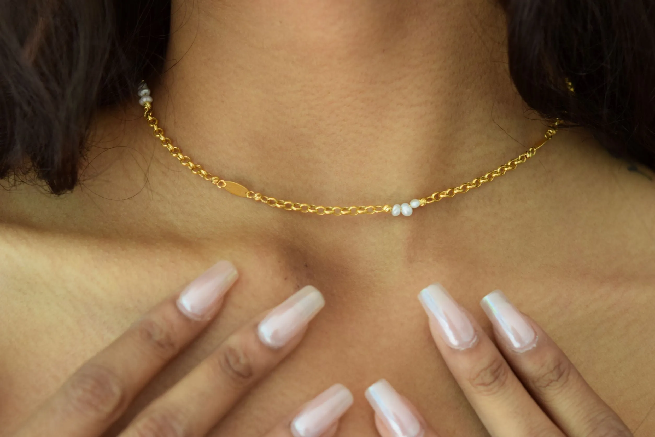 22K Chain with Pearl Details