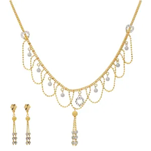 22K Yellow & White Gold Beaded Necklace Set (15.7gm)