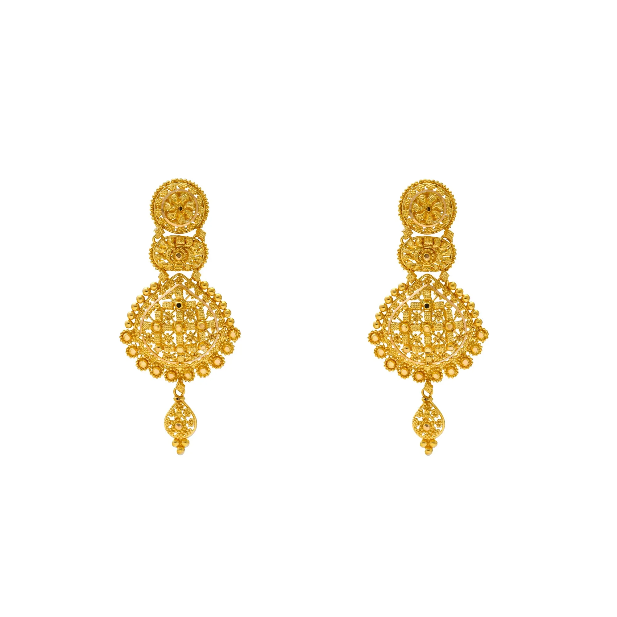 22K Yellow Gold Filigree Necklace Set (65.7gm)