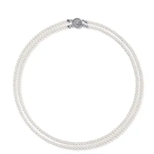 3-4mm Dainty White Freshwater Pearl Dual Strand Necklace