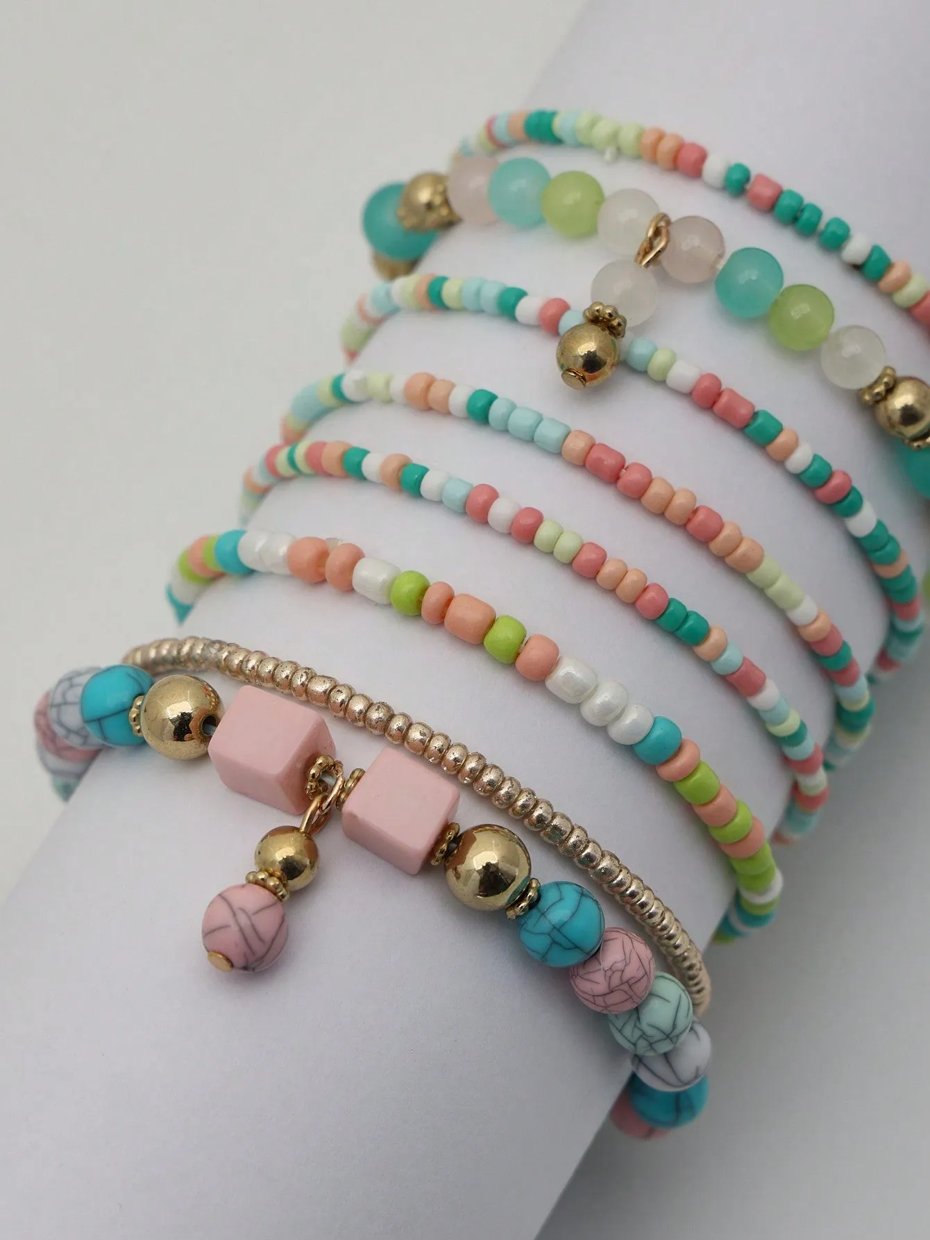 4 Pcs Colourful Beaded Bracelet For Girls Bracelets