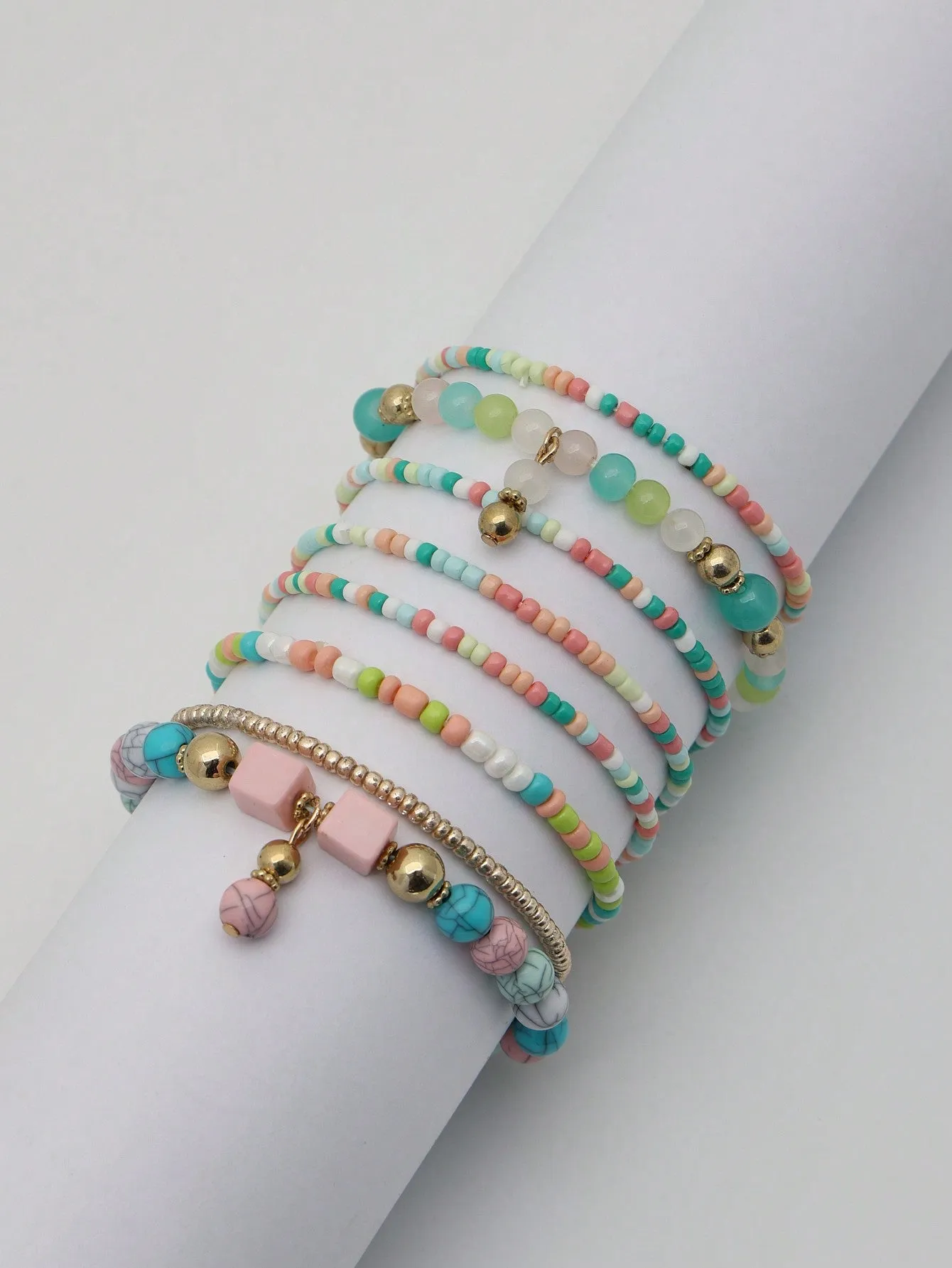 4 Pcs Colourful Beaded Bracelet For Girls Bracelets