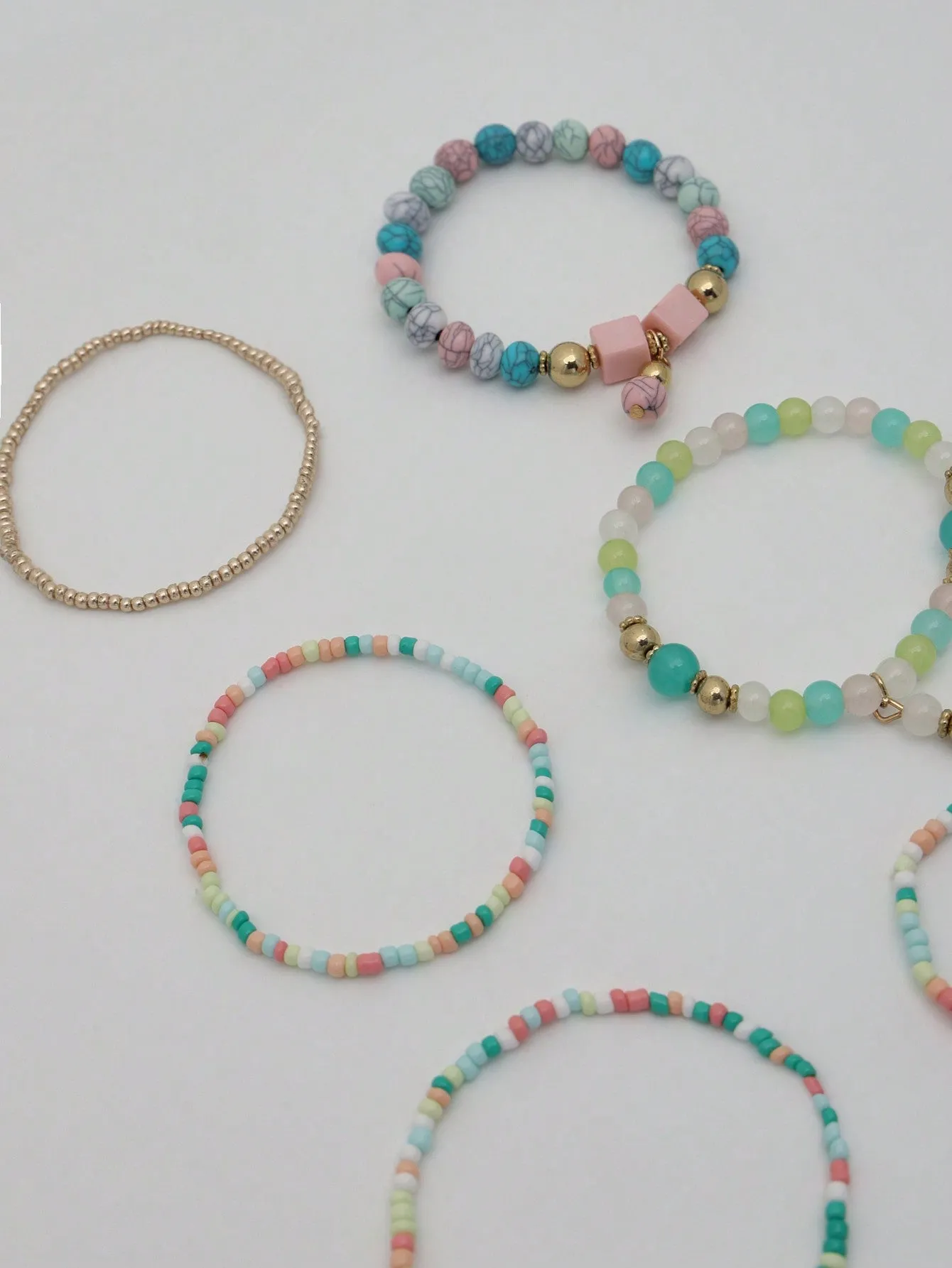 4 Pcs Colourful Beaded Bracelet For Girls Bracelets