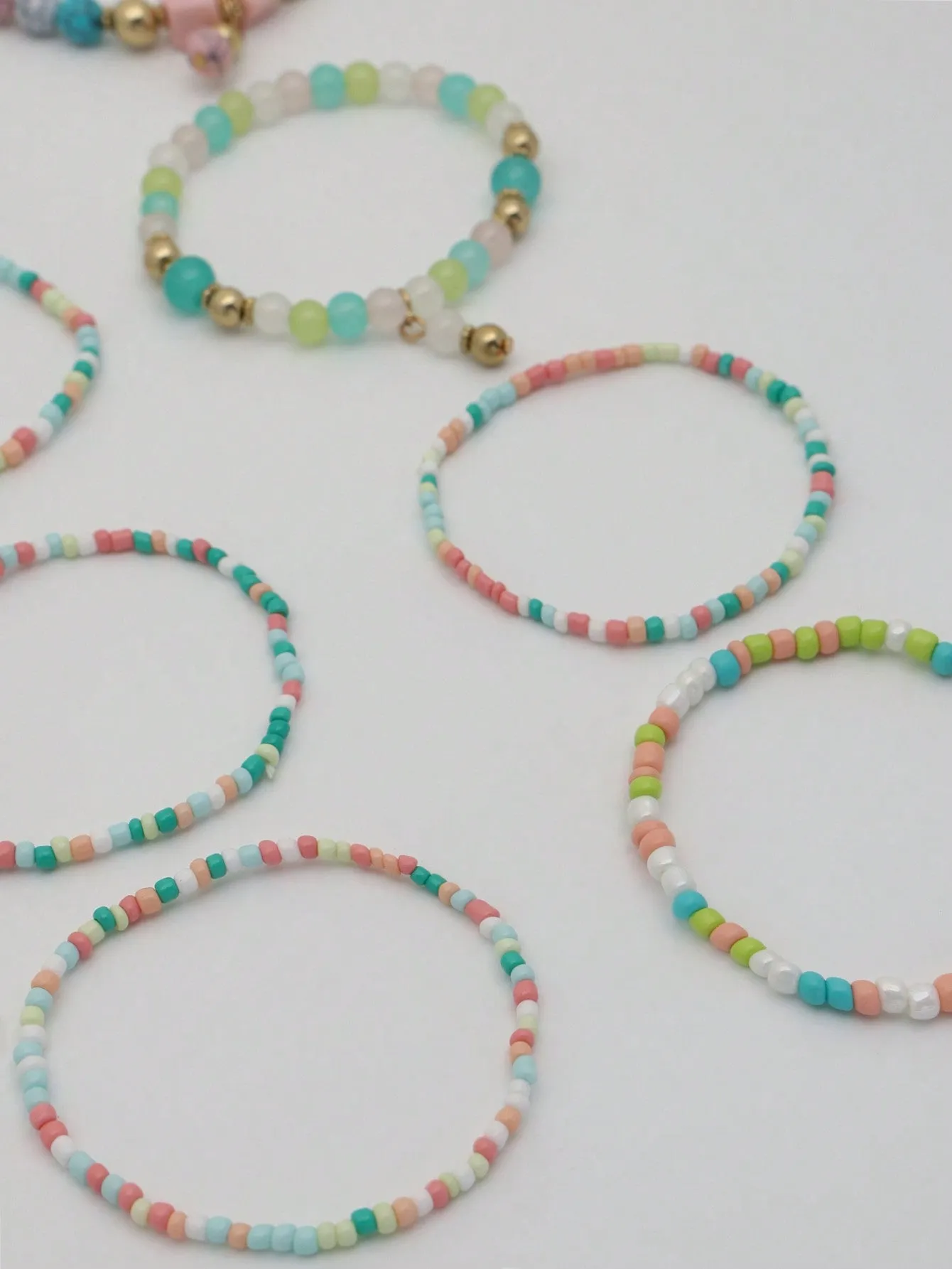 4 Pcs Colourful Beaded Bracelet For Girls Bracelets