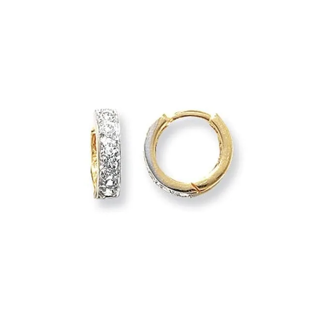 9ct Yellow Gold Hinged Zirconia Earrings ER026