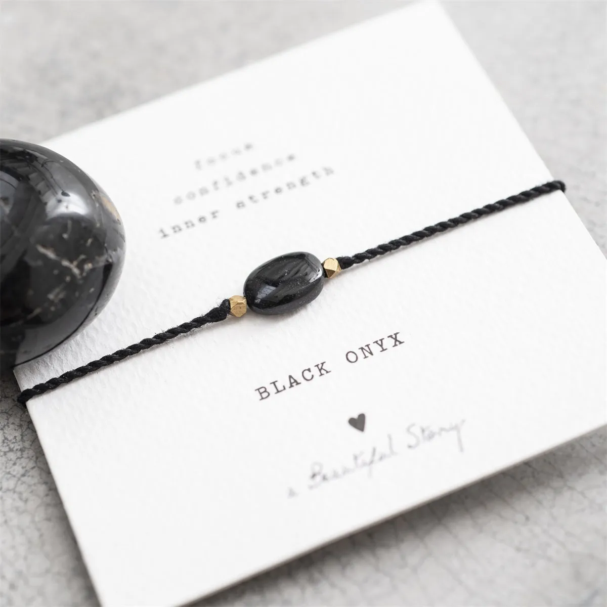 A Beautiful Story Gemstone Card Black Onyx GC Bracelet