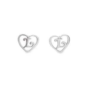 A431 Heart Letter L Post Earrings