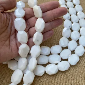 AA Quality Faceted White Jade Nuggets