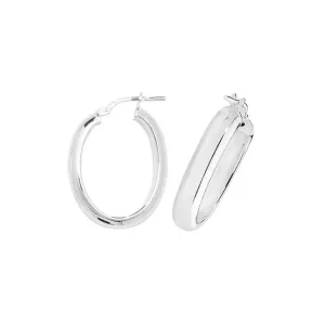 Acotis Silver Hoop Earrings Oval Plain G51117-V3