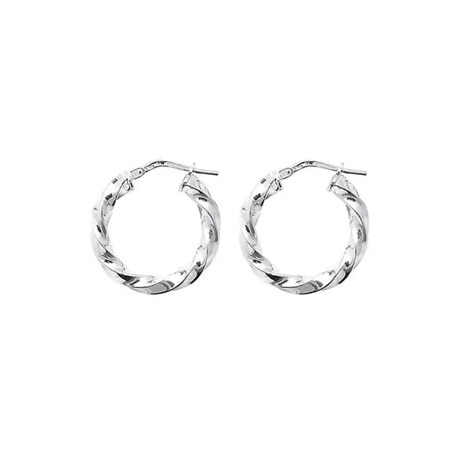 Acotis Silver Hoop Earrings Twisted G5212