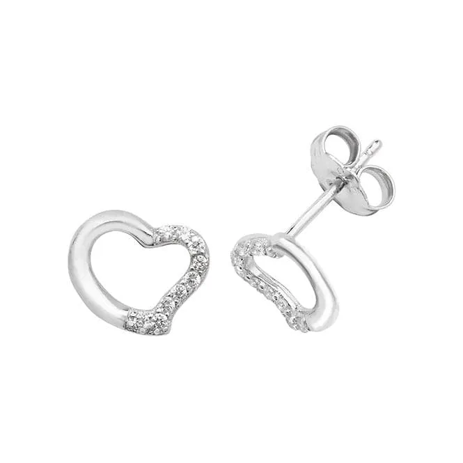 Acotis Silver Stud Earrings Heart Zirconia G51115